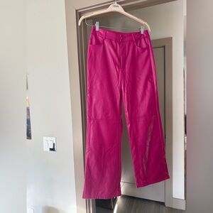 SHEIN Fuchsia Wide Leg Leather Pants